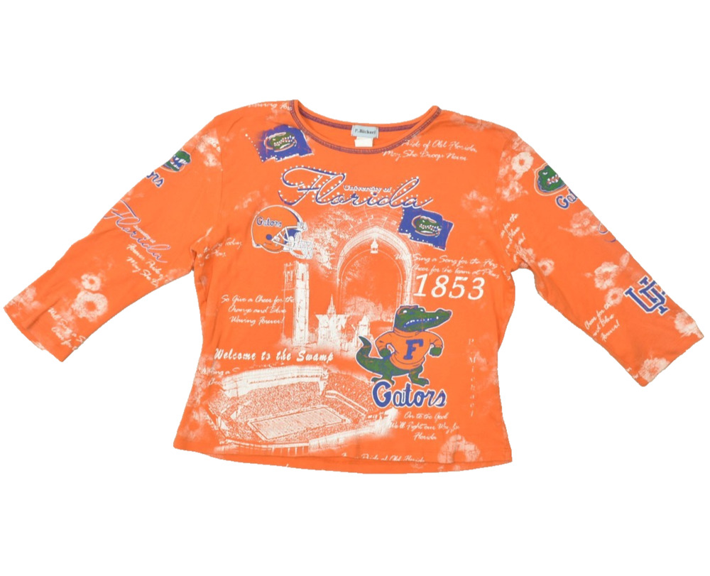 P.Michael Florida Gators Orange 3/4 Sleeve Sleeve Tee Juniors Size L Cotton